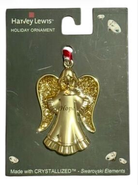 Hope Angel Christmas Ornament Harvey Lewis Swarovski Crystal Holiday Tree Decor